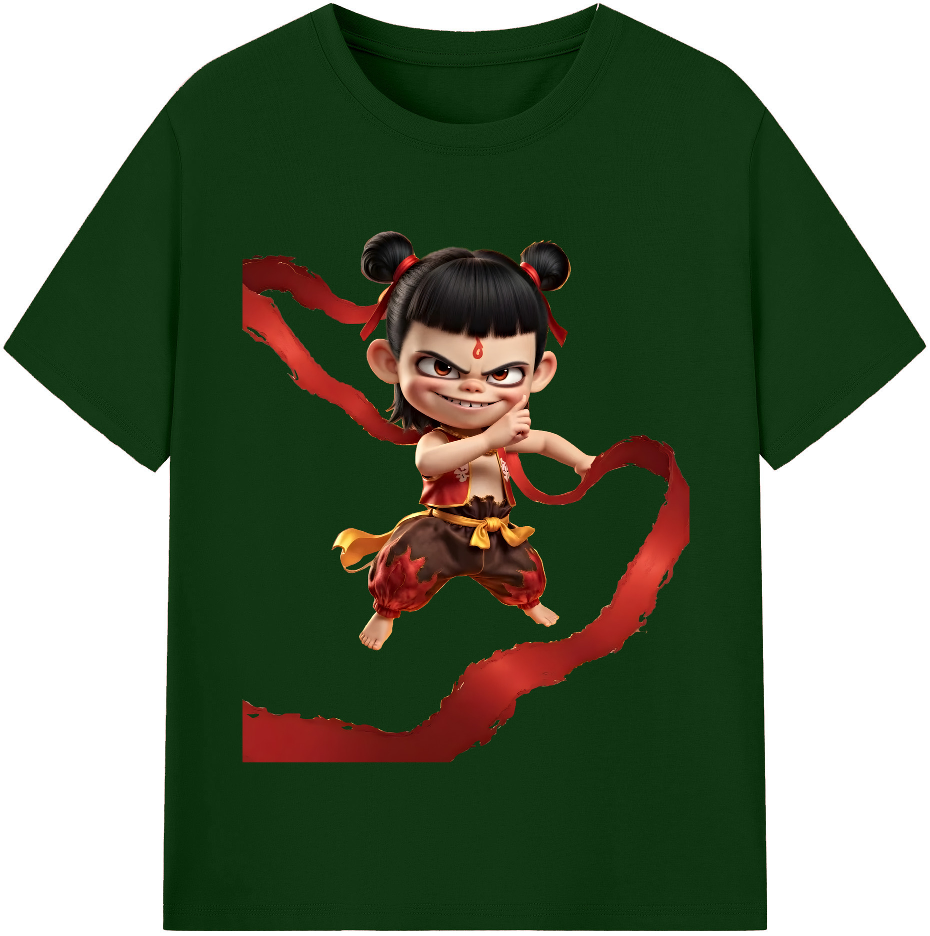 （画像用） Ne Zha 2 ナタ 魔童の大暴れ 綿100％半袖Tシャツ（フロントプリント）